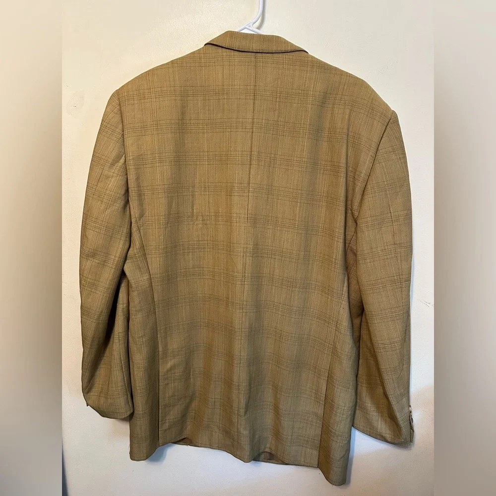 Ermenegildo Zegna Rayon‎ Sports Jacket Blazer Size 52  IT 40R Large Stripes Tan